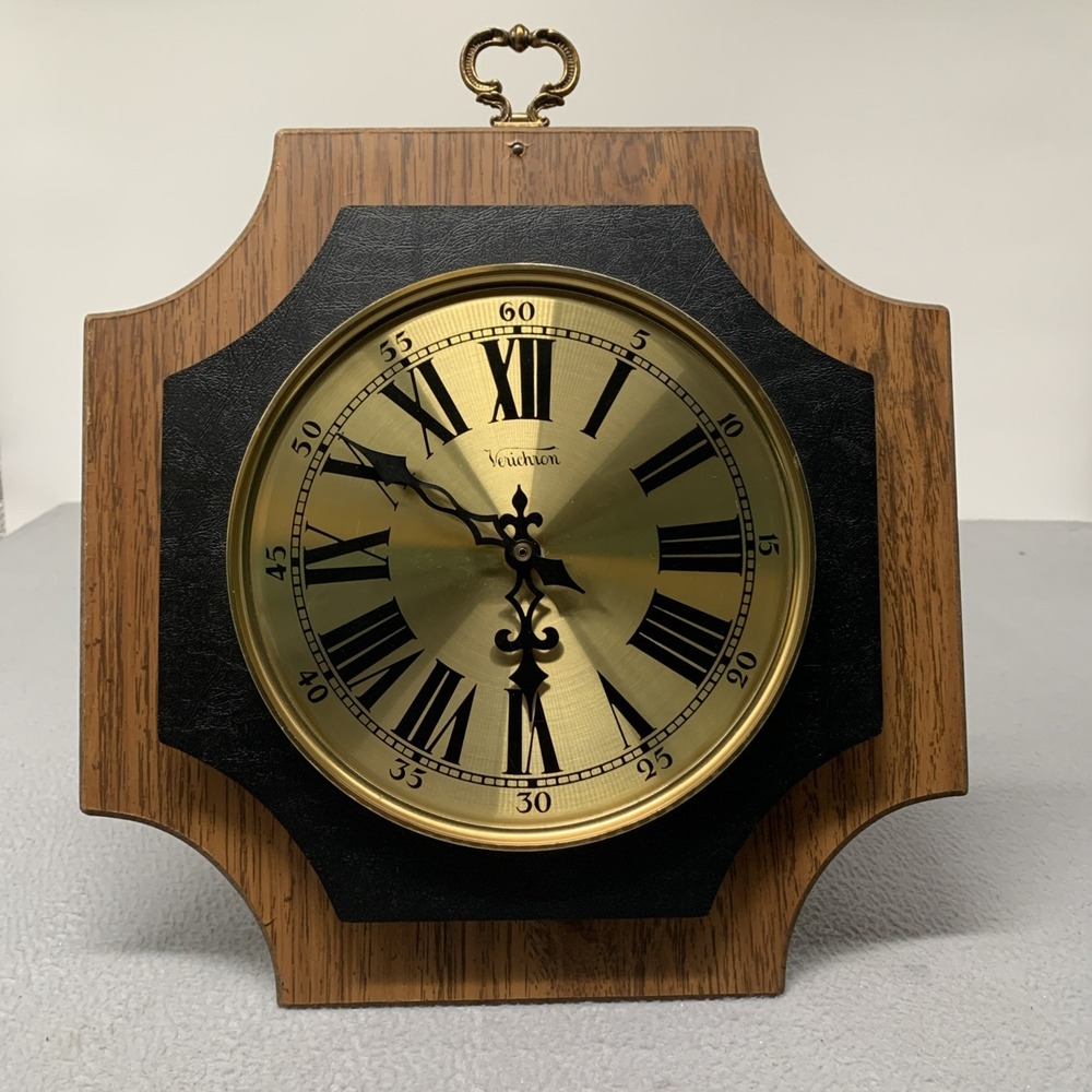 Vintage Verichron Wall Clock Floating Panel Mid Century Modern MCM Tested Works